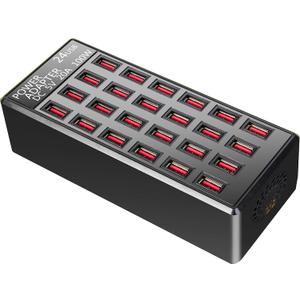 100w 24(20A) Port, USB Fast Charging Station,Travel Desktop USB Rapid Charger,Multi Ports Charging Station Organizer Compatible with Smartphones,Tables,and More Devices (24-port)