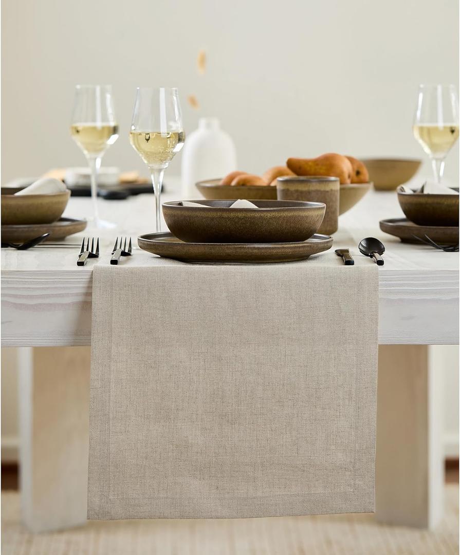 Solino Home Linen Natural Table Runner 72 Inches Long - 100% Pure Linen Dining Table Runner 14 x 72 Inch for Spring, Summer, Mothers Day - Fete