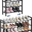 Mavivegue Expandable Shoe Rack, 4-Tier Shoe Organizer for Closet, Adjustable Shoe Rack for Front Door Entrance, Entryway (Black)