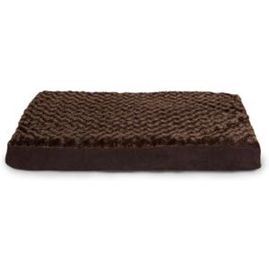 Furhaven Memory Foam Dog Bed for Large/Medium Dogs w/ Removable Washable Cover, For Dogs Up to 55 lbs - Ultra Plush Faux Fur & Suede Mattress - Chocolate, Large