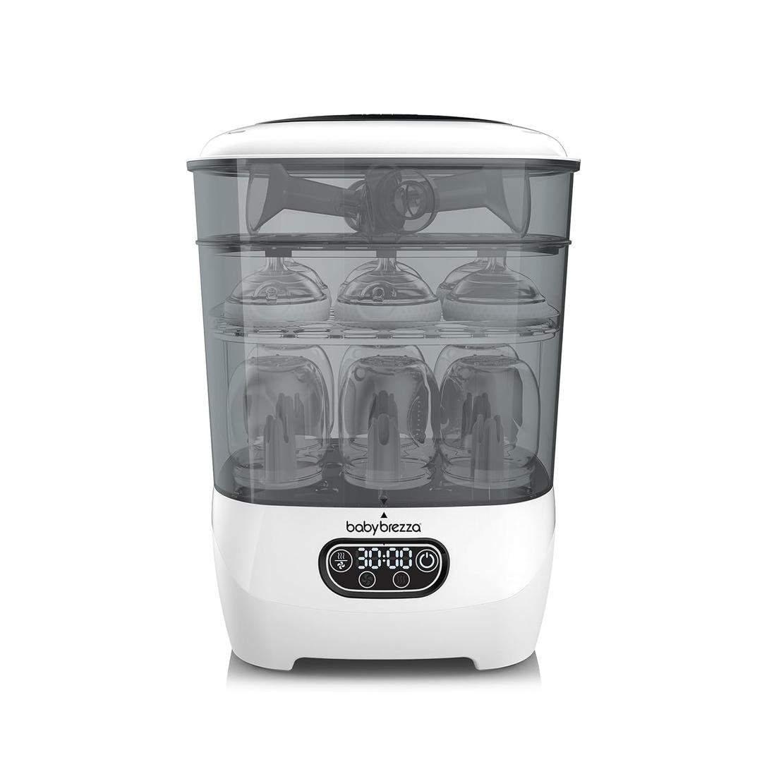 Baby Brezza Bottle Sterilizer and Dryer Advanced  33% Faster - Largest Capacity Steam Sanitizer - Universal Sterilization Machine for All Bottles + Pump Parts - HEPA Air Filter