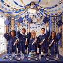 TaoBary Graduation Decorations 2026 Blue and Gold Grad Party Decoration Includes 42ft Graduation Cap Banner Star Garland 328ft Blue Gold Streamers 400pcs Glitter Paper Chain for Class of 2026 Decor