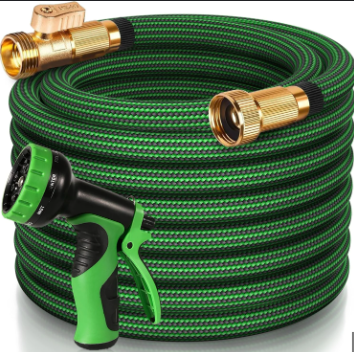 100 FT Garden Hose, 2025 New Flexible Water Hose 100FT with Leakproof Solid Brass Fittings, Reinforced Extra Strong Outer Fabric & Durable 3-layer Inner Core, Ultra Lightweight, No Kink, No Tangle