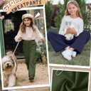 LessonZoo 3 Pack Girls Wide Leg Sweatpants Drawstring Baggy Pants Teen Girls Athletic Joggers Pants with Pockets 5-14Y(Army Green, Navy Blue, Black,9-10 Years)