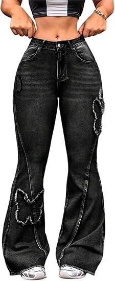 Bell Bottom Jeans for Women Classic Skinny Flared Denim Pants (X-Large,Black)