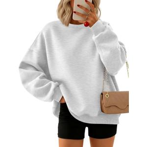 Trendy Queen Sweatshirts for Women Hoodies Oversized Crewneck Tops Sweaters Comfy Fall Winter Outfits Clothes 2026 Fashion (X-Large, Grey)