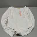 QINSEN Women's Long Sleeve Bodysuit V Neck Body Suits Seamed Cup Going Out Tops Shirt (Large, White)