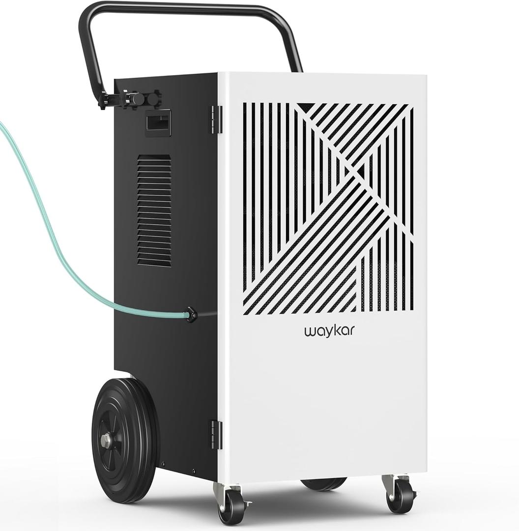 Waykar 155 Pints Commercial Dehumidifier with Pump, Drain Hose and Washable Filter Space up to 8000 Sq. Ft, for Basements, Industrial or Commercial Spaces - 5 Year Quality Coverage