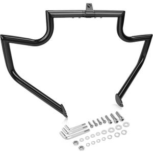 Touring Crash Bar Engine Guard Front Highway Flat-Out Bars Black Fits 1997-2008 Harley CVO Road Glide FLTR Road King FLHR Street Glide FLHX Electra Glide Ultra Classic