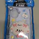 Kawaii 3D Dog Phone Case for iPhone 16 (with Retractable Phone Stand & Grip) Cute Girly Cartoon Soft Silicone Phone Cover for Girls, Kids, Teens, and Women, Blue