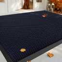 Color&Geometry High Stretch Elastic Silk Doormat, Large Front Door Mat Outside Entrance, Outdoor Door Mat for Patio, Quick-Dry & Heavy-Duty, Non-Slip Rubber Large Doormat, 36"x60" Blue