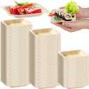 300 Pcs Disposable Square Palm Bowls Palm Leaf Bowls Bamboo Disposable Plates Square Wood Plates for Birthday Party, Wedding Events, Appetizer, Dessert, Catering and Home Use (3.94x3.94x0.6 Inch)