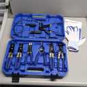 Orion Motor Tech 9pcs Hose Clamp Pliers for Fuel Oil & Water Hoses, Automotive Long Reach Hose Clamp Remover Kit with Flexible Wire Clic R Type Swivel Jaw Flat Band Pliers Case, Blue