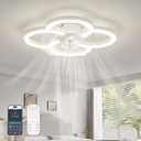 Low Profile Ceiling Fans with Lights and Remote, Fandelier Ceiling Fan Flush Mount, 3000K-6500K Smart 5 Blades LED Fan Light, Small Ceiling Fans with Lights for Bedroom, Kitchen, 18 inch