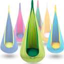 Y-STOP Kids Pod Swing Seat, Hanging Hammock Chair with Inflatable Pillow, Sensory Swing Chair with Pocket for Indoor and Outdoor(Green)