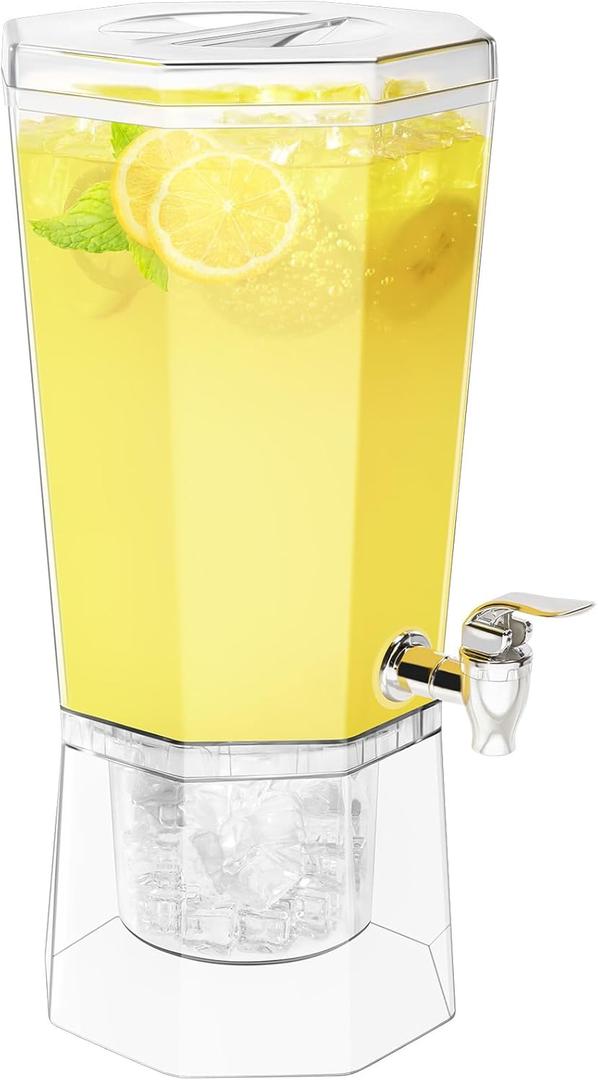 Lifewit 1 Gallon Plastic Drink Dispenser, Juice Containers with Lid for Party, Ice Beverage Dispenser with Stand for Lemonade/Soda/Tea, BPA Free