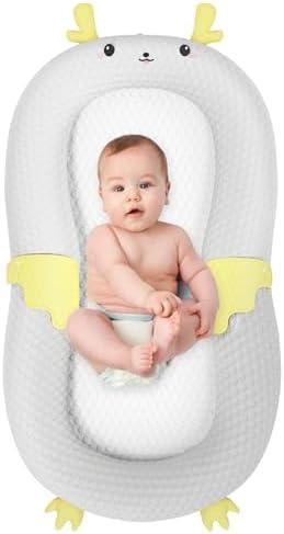 Baby Lounger for Newborn & Infant – Duckling Delight | Soft 100% Cotton Cover, Lightweight, Washable, Portable Infant Support Cushion by Sprinta