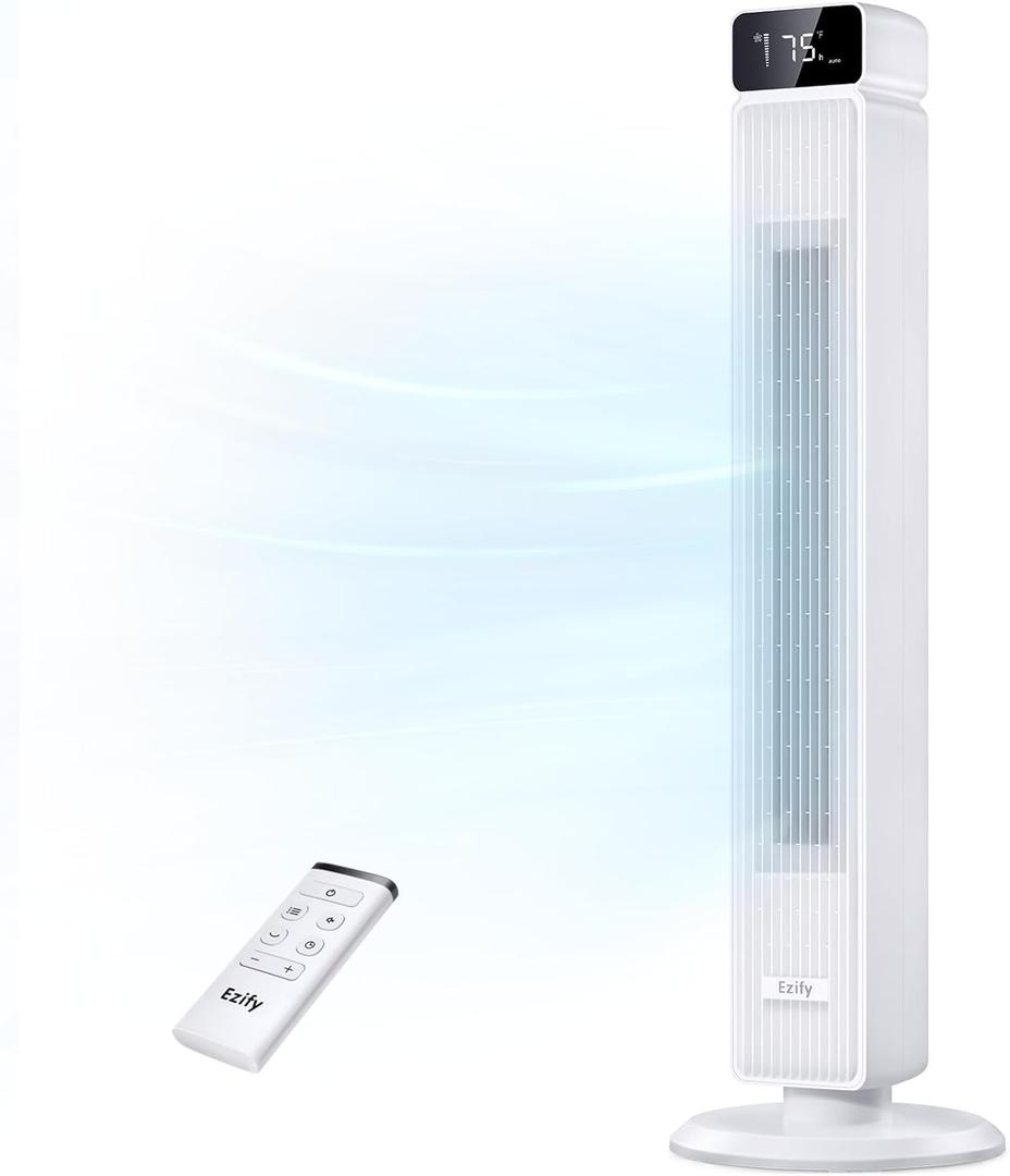 Tower Fan for Bedroom, 25ft/s High Velocity, 90 Oscillating Tower Fan with Remote, 30dB, 6 Speeds &4 Modes, Easy Clean Design, Child-Safe, Cooling Fan for Home Office Dorms