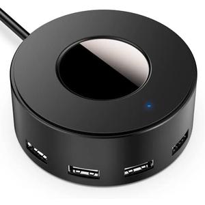 6-Port USB Charger Charging Station with Smart Identification for Multiple Devices, iPhone iPad Tablets Cellphones, Desktop (Black)(Multi-Port)