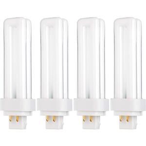 KOR (Pack of 4) 13 Watt Double Tube - G24Q-1 (4 PIN) Base - 4100K Cool White - CFL Light Bulb. Replaces Sylvania 20667 CF13DD/E/841 - Philips 38328-1 PL-C 13W/841/4P/ALTO and GE 97597 F13DBX/841/ECO4P (13w - 4100k (Cool White))