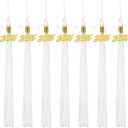 8 Pieces Graduation Tassel Graduation Cap Tassel with 2025 Year Charm for Graduation Parties, 9.4 Inches(White)