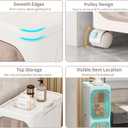 5 Tier Slim Bathroom Storage Cabinet, Foldable and Movable, Beige