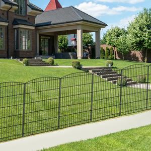 INJOPEXI Decorative Garden Fence 6 Panels 13ft (L)36in (H) Animal Barrier Fences with 6 Panels Rustproof Metal Wire No Dig Rabbit Fencing Dog Fence for Outdoor Backyard Patio - Without Fence Gate