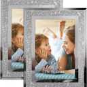 Calenzana 4x6 Picture Frame Sparkle Glass Photo Frames Set for Tabletop, 2 Pack