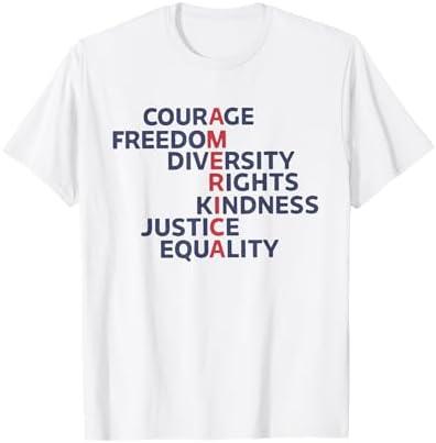 Courage Freedom Diversity Rights Kindness Justice Equality T-Shirt L
