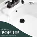 KENES Oil Rubbed Bronze Pop Up Bathroom Sink Drain with Overflow, Lavatory Bathroom Vanity Sink Drain Stopper, Sink Drain Assembly with Overflow Anti Clog Pop Up Drain