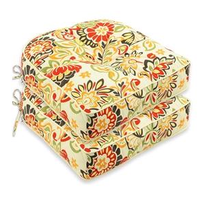 MJIAIDEA Outdoor Tufted Chair Cushion Set of 2 Waterproof and Fade-Resistant Chair Pads with Ties for Patio Dining Chairs Indoor/ Outdoor Use, Multicolor 19x19 Inch