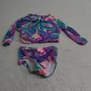 Kanu Surf Girls' Long Sleeve Rashguard UPF 50+ Two Piece Swim Set (2T, Riva Purple)