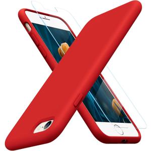Miracase Ultra Slim Designed for iPhone SE Case 2022(3rd Gen)/iPhone SE 2020 Case(2nd Gen)/iPhone 7 Case/iPhone 8 Case with Screen Protector, Multi-Color Silicone Shockproof Phone Case(Glossy Red)