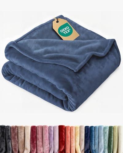 Ultra Soft Fleece Blanket Twin Size - Flannel Fleece Luxury Twin Blanket - Lightweight for Couch Bed Chair - Thick, Warm and Breathable - All Season Cozy Anti-Static Microplush Bedding, Washed Blue
