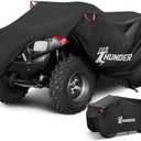 JUSTHUNDER ATV Cover Outdoor Waterproof Windproof 4 Wheeler Cover Heavy Duty Ripstop UV Protects Four Wheeler from Sun Rain Snow, Quad Cover for Polaris Yamaha Suzuki Honda L