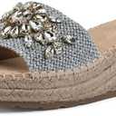 WHITE MOUNTAIN Women's Stitch Heeled Sandal, Light Blue, 10
