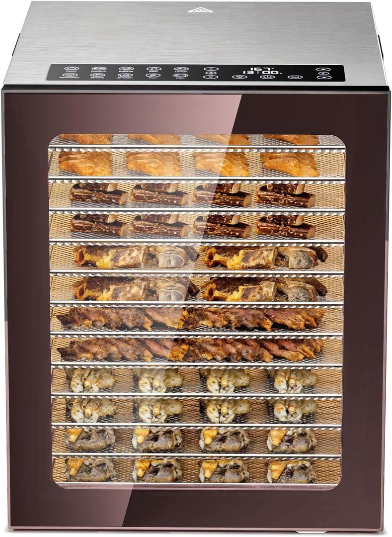 Food Dehydrator, 12-Tray Stainless Steel, 850W Electric Dehydrator Machine with 10 Presets, 48H Timer & Precision Temp Control (95F-165F), Digital Food Dryer for Home, Dog Treats, Meats & Veggies