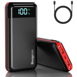 Portable Charger Power Bank 52800mAh Powerbank PD 30W and QC 4.0 Fast Charging Built-in Bright flashlight LED Display 2 USB 1Type-C Output External Battery Pack for iPhone, Samsung, iPad etc (Red)