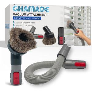 For Dyson Horsehair Vacuum Brush & Extension Hose - Compatible with Dyson V7 V8 V10 V11 V15 Gen5 - Soft Bristle Dusting Brush for Blinds, Furniture, & Delicate Surfaces
