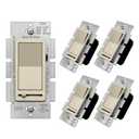 BESTTEN 5 Pack Matte Champagne Gold Dimmer Light Switch, Single Pole or 3-Way, Compatible with Dimmable LED, CFL, Incandescent and Halogen Bulb, 120VAC, Signature Collection, UL Listed