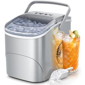 Electactic Ice Makers Countertop,26Lbs/24H,9 Cubes in 6 Mins,Portable Ice Maker Machine with Self-Cleaning,2 Sizes of Bullet Ice,Perfect for Home Kitchen(Grey)