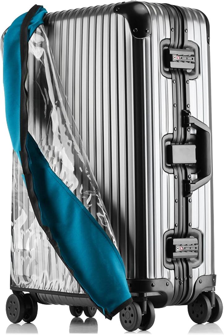 Transparent PVC Suitcase Cover, No Disassembly Required Clear Luggage Protector Suitcase Cover (26, Blue)