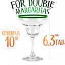 10 oz Margarita Cocktail Glasses + Colorful Party Rims | Set of 4 | Classic Frozen Drinks Stemware + Fun Cactus Gift Box | Thick Stem, Heavy Duty, Clear Hand Blown Glassware Drinking Set