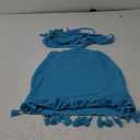 Floerns Women's Summer Knitted V Neck Tassel Cut Out Bodycon Mini Dress Halter Tie Back Crochet Beach Dresses (Blue, Small)