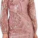 Adrianna Papell Women's Sequin Surplice Midi Dress, 10, Dusty Rose