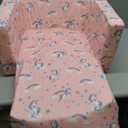 Kids Sofa for Toddler, 2-in-1 Toddler Couch Fold Out, Convertible Sofa to Lounger Bed for Girls and Boys, with Removable Cover & Double Pockets - Pink Unicorn