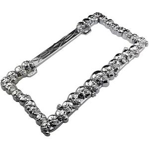 YOUNGERCAR 3D Skulls Style ABS Chrome License Plate Frame Compatible with Universal 2 Hole NO Cap (Moonlight Silver-Skull)