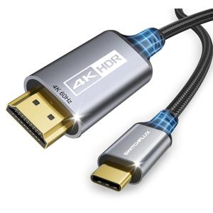 USB-C to HDMI Cable 6Ft [4K@60Hz] High-Speed USB Type C to HDMI 2.0 Braided Cord (Thunderbolt 3/4 Compatible) for iPhone 15 Series, MacBook Pro/Air, iPad Pro, Galaxy S8 to S23