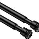 2 Pack Spring Tension Rods 28-43 Inches,5/8" Diameter Black Spring Load Adjustable Expandable,Small Shower Tension Curtain Rod for Windows,Kitchen,Doorway,Bathroom,Cupboard Bars