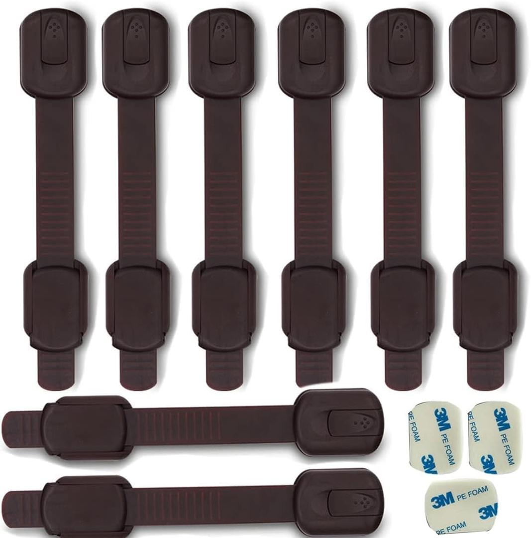 Child Safety Cabinet Locks for Baby Proof,Child Proof Safety Locks for Cabinets,Drawers,Cupboard,Oven,Fridge,8Packs Brown Locks,BAOWEIJD